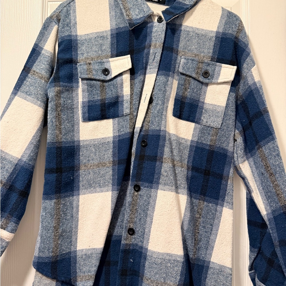 Blue and White Plaid Kids Jacket